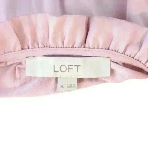 Ann Taylor LOFT Pink Balloon Sleeve Blouse Long Sleeve Ruffle Collar Size XL - Picture 4 of 6